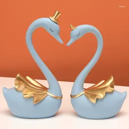 Figuras decorativas de pareja europea adornos de resina de cisne regalos de boda en el hogar