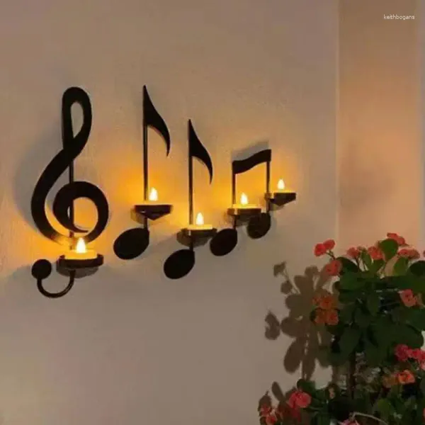Figurines décoratives chandelier créatif européen bouton de note de musique décoration de la maison bougeoir mariage anniversaire cadeau placement mur