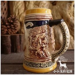 Figurines décoratives histoire et culture européennes "Corrida espagnole" souvenirs royaux ou chope à bière en céramique en relief