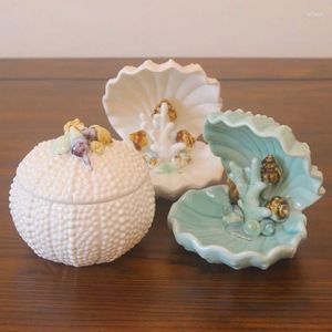 Figurines décoratives European Mediterranean Creative Storage Jar Squells Shell Jewelry Collection Boîte de décoration en céramique Produits