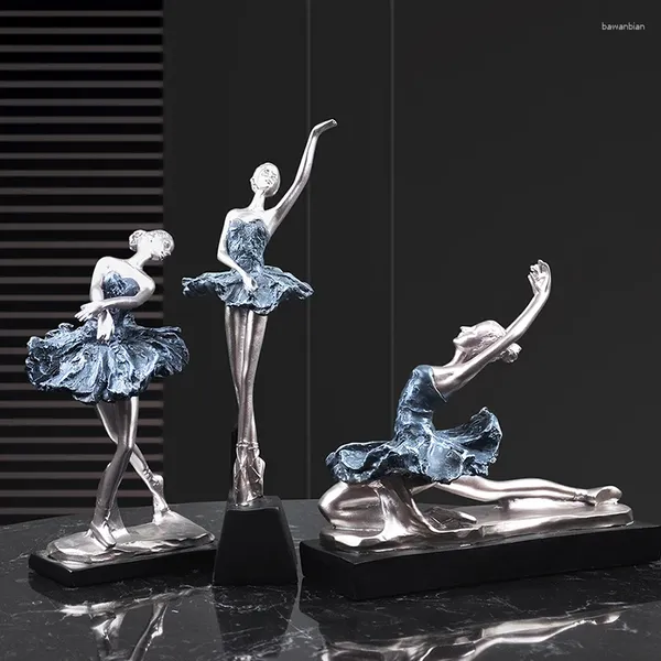 Figurines décoratives personnages de résine européens Ballet Girl Ornements à la maison Décoration de table de salon El Cafe Statues de bureau artisanat Art Art