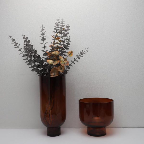 Figurines décoratives Style européen créatif verre marron ornements floraux pour chambre étude salon décoration de table