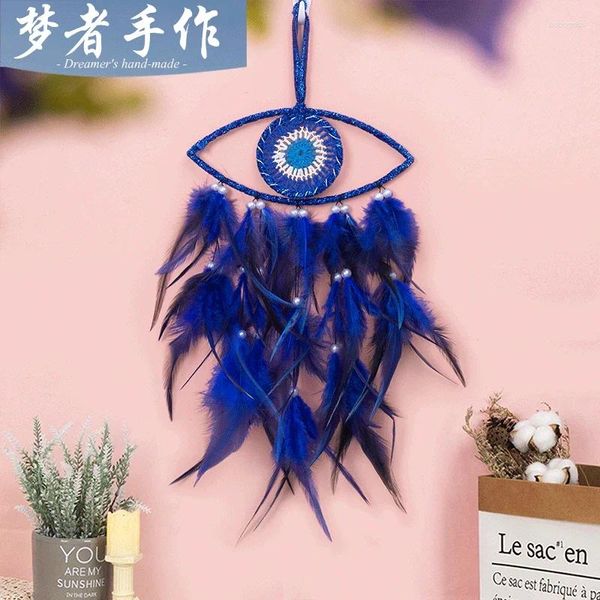 Figuras decorativas Catchante de ensueño de ojo malvado para dormitorio con luces Catchers colgantes de pared Witch Decoración oscura Dreamcatchers Regalo artesanal