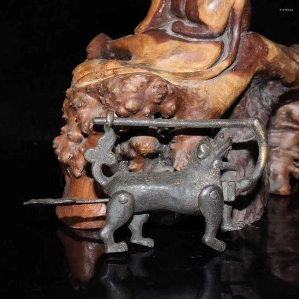 Figuras decorativas Collection Exquisito Cobre de cobre chino Estatuas y llaves de perros de cobre
