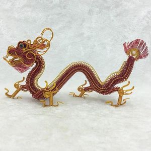 Figurines décoratines exquise dragon sculpture ornement chinois figurine miniature zodiaque artisanat pour voiture home office coloré