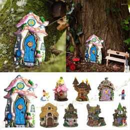 Figurines décoratines exquises miniatures de porte d'elfe de fée statues pour la sculpture d'art en plein air
