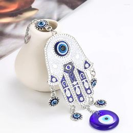 Figurines décoratives Eye de Providence Muslim Fatima Handles Hamsa Turkish Blue Metal Pendant Amulet Keychain Charm Mascot Mascot.