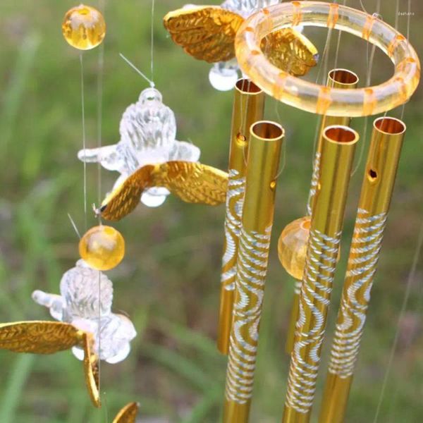 Figuras decorativas Angel Angel Cupido Viento Tubo de timbre colgante Campos de sonido transparente Tubos Buena suerte Tipada de metal Decoración del jardín del jardín