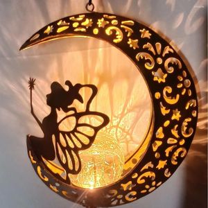 Decoratieve beeldjes Fairy Wind Spinner LED Solar Light Metal Chimes Hangende Decoratie Tuin Restaurant Balkon Home Decor Ornament Gift