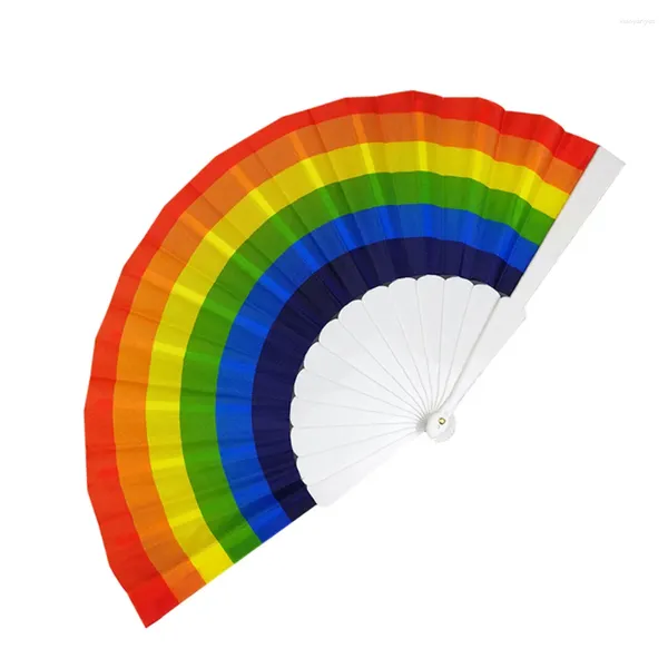 Figuras decorativas Fans Fan Rainbow Hand Holding Dance Pleging For Gay Pride Fiest Decoración Arte Craft Decoración del hogar