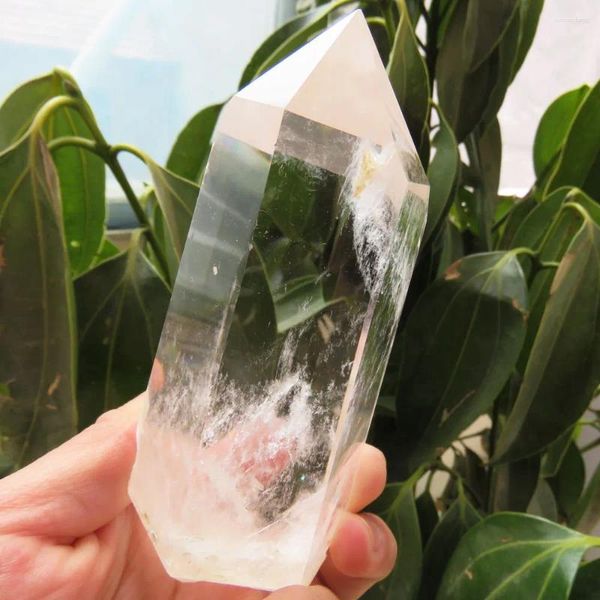 Figurines décoratives fantastiques!287g Naturel Clear Quartz Crystal Wand Point à terminaison simple Point de guéris