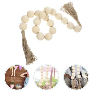 Decoratieve beeldjes Farmhouse Wood Bead Garland rustieke kralen met kwast voor paaslagende lade -decoratie