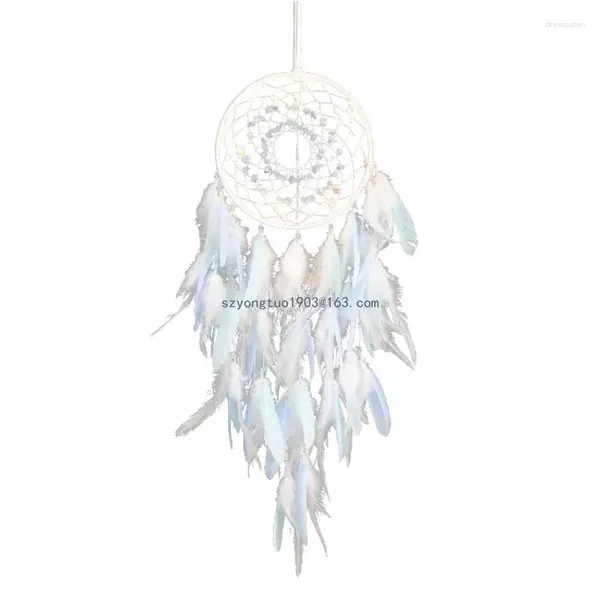 Figuras decorativas Catters de ensueño de plumas con adornos de pared de luz LED Dreamcatchers Decoración