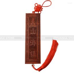 Decoratieve beeldjes Feng Shui Chinese knoop Rood hout Shanhaizhen Board Het standbeeld van Virgin Taishan Protect Home Decoration accessoires