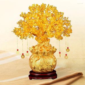 Figurines décoratives Feng Shui citron Quartz Crystal Money Tree Bonsai Style Luck Wealth Decoration