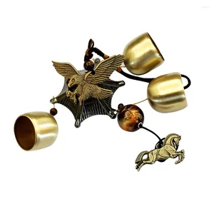 Figurines décoratives Feng Shui Lucky Eagle Bronze Color Temple 3 Bells Windchimes W3007