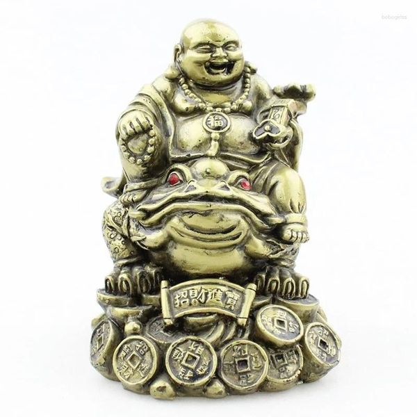 Figurines décoratives Feng Shui Ornement Maitreya Toad Bouddha Figurine Money Fortune richesse chinois Golden Frog Home Office Table