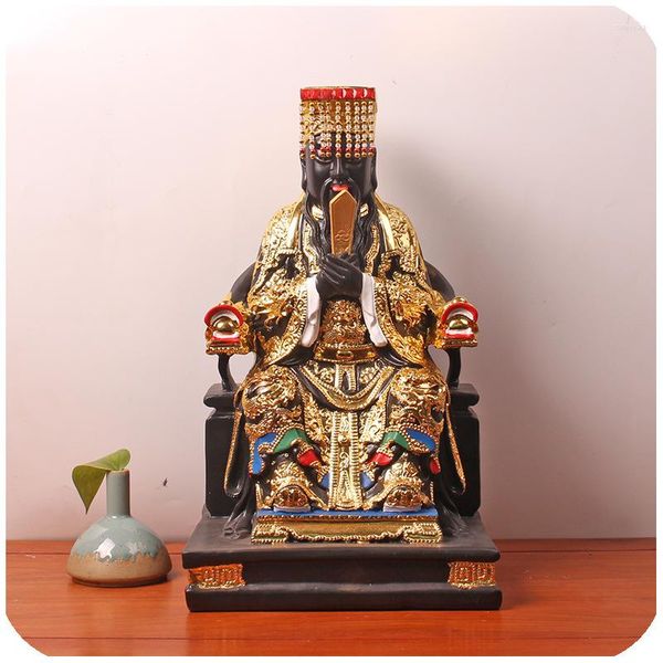 Figurines décoratives Figure Bouddha 12/16/19 Pouces Résine Or Noir Dix Temple Famille Statue Yama Roi De L'Enfer Sanctuaire Et Culte