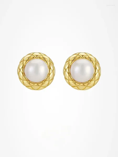 Figurines décoratives Boucles d'oreilles de goujon de perle de nœud flottantes pour femmes Western Style Golden Women's Ear Clip sans grade percé
