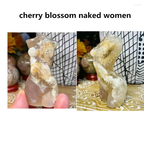 Figuras decorativas Cuerpo femenino de flores con druzy - Sexy tallado cristal natural cuarzo reiki tallado.Terapia de adornos de arte