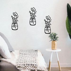Decoratieve beeldjes bloemenvaas muurhanger zwart metalen decor eenvoudig te installeren kunst voor thuis slaapkamer woonkamer