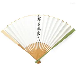 Figuras decorativas Fan de plegado Bamboo Rice Paper Ventilador Pintura en blanco Calligramo Ventilateur Portable Estilo Chino ventiladores