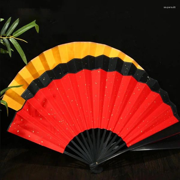 Figurines décoratifs ventilateur pliant papier en papier chinois Sprinkle Gold Bamboo Favor Gift Fashion 1pc