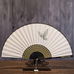 Decoratieve beeldjes vouwen ventilator Chinese Butterfiy Ventilador Kleine vrouw Ventilatore Bamboo Hand Ventilateur Abanicos Para Boda Portable