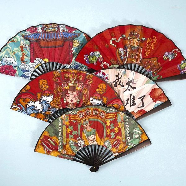 Figuras Decorativas Abanicos Plegables De Mano Elegante Estilo Antiguo Abanico De Mano Plegable Caligrafía Tinta Pintura Accesorios Chinos Oriental