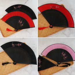 Figurines décoratifs ventilateur de main pliant pour les femmes pliables chinois japonais vintage vintage ventilateur en soie n84c