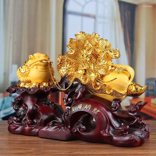 Figurines décoratives Fortune crapaud doré chou décoration bureau salon boutique cigale dorée Feng Shui cadeau artisanal d'ouverture