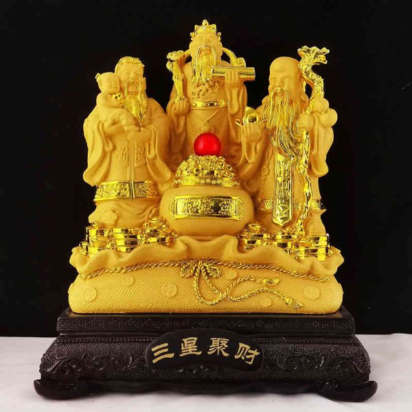 Figurines décoratives Fortune ornements trois étoiles Dieu de la richesse Fulushou Pendaison de crémaillère cadeaux d'affaires salon Meuble TV artisanat Décoration de la maison