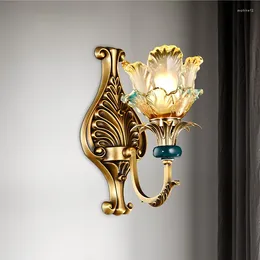 Figurines décoratives fq lampe murale du salon en cuivre de style européen de style européen