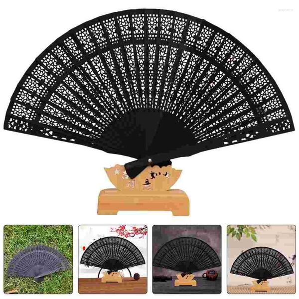 Figuras decorativas Ventilador de madera fragante Favores de boda Vintage Invitados Plegables Fans Show Show Hand Wooden Style Style Women Handheld