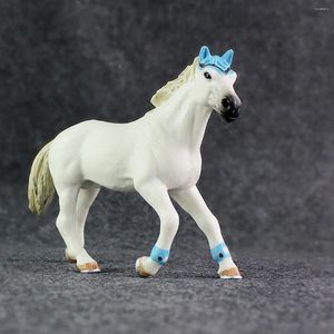 Figurines décoratives en plastique, cheval blanc drôle, jouets statiques solides pour enfants, ornements
