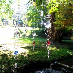 Decoratieve beeldjes Garden Decoratie Spiral Wind Spinner Oprier Oor ornament metaalhangende kristallen Staren Bal Reflecterende binnenstaart binnen de binnenstaart