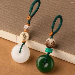 Figurines décoratines Cadeau Jade Car pendente de corde suspendue Sac pendentif Chalcédoine Téléphone mobile Lanyard Keychain Keychain Keychain Keychain