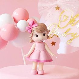 Decoratieve beeldjes meisje roze baby shower kinderen geschenken verjaardag feestartikelen bakvormen miniaturen taart decoreren gereedschappen beeldje topper