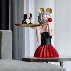 Figuras decorativas Estatuas de chicas Bandeja de almacenamiento cosmético Decoración del hogar Nordic Sala de estar Decoración de la mesa Crafts Crafts