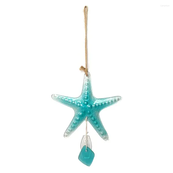 Figuritas decorativas con colgante de concha de cristal, campanas, adornos de estrellas de mar, campanas de viento de playa, OCéANO AZUL, regalo para decoración del hogar para niños