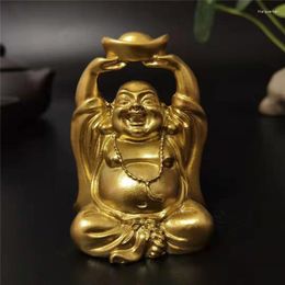 Figuras decorativas Gold La risa Buda Estatua China Fengshui Money Maitreya Escultura de la escultura Estatuas de decoración del jardín de la suerte
