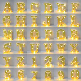 Figurines décoratives Or LED Lettre Lumière Alphabet Lumineux Numéro Lampe Lettres Nuit Pour Proposition De Confession Décoration De Bar À La Maison