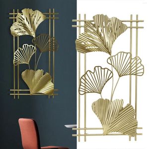 Decoratieve beeldjes goud metalen wanddecor Golden Leaf Hanging Art Sculpture met frame voor woonkamer Office Home El El