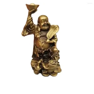 Figurines décoratives Golden Riing Bouddha Statue chinois Feng Shui Lucky Money Maitreya Sculpture Home Garden Decoration Statues