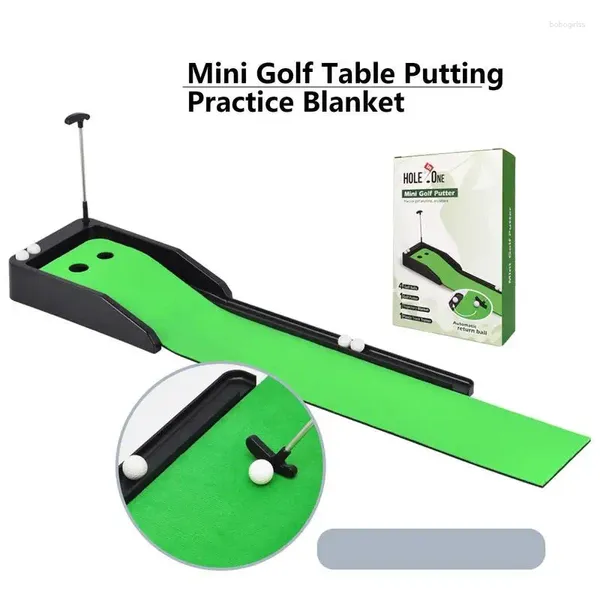 Figurines décoratines Golf Putter Trainer Mini Mini Table Table Putter Blanket Track Fleece with Automatic Return Practice Pad