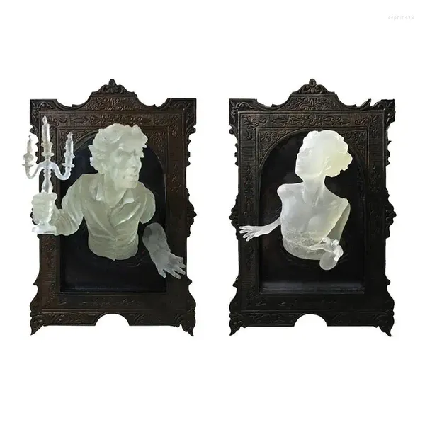 Figurines décoratives Gothic Home 3D fantôme dans le cadre miroir peut décoration halloween lumineuse Haunted House Party Decor accessoires Glow Dark