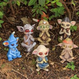 Decoratieve beeldjes Gothic Style Alien Resin Crafts Decoratie Huis Outdoor Dwarf Sculptuur Microlandscaped Garden voor Halloween -geschenken