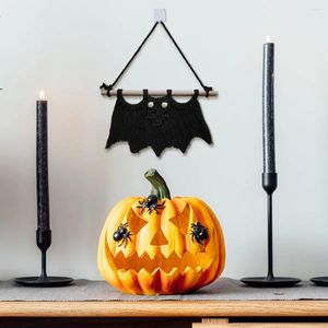 Decoratieve beeldjes Halloween vleermuis handwoven zwarte ornament decoratie hanger muur hangende decoraties voor kerstkransen