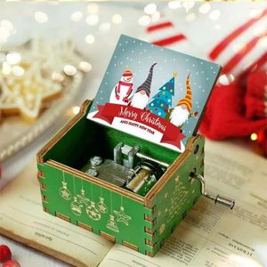 Decoratieve beeldjes Hand Crank Mini Music Box Vintage Christmas Merry Decorations Gifts Cute For Boy Girls