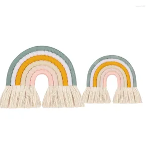 Decoratieve beeldjes Hand geweven muur Tapijt Tapijt Regenboog voor kinderkamer Slaapkamer Speelkamer Babykamercadeau